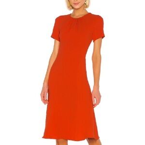 Diane von Furstenberg Rose Open-Back Midi Dress in Spicy Orange Sz 8